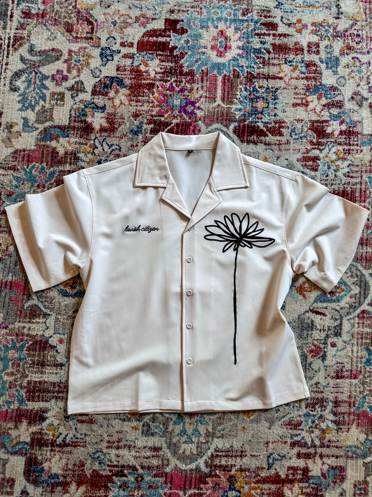 Cream Cropped Button Up
